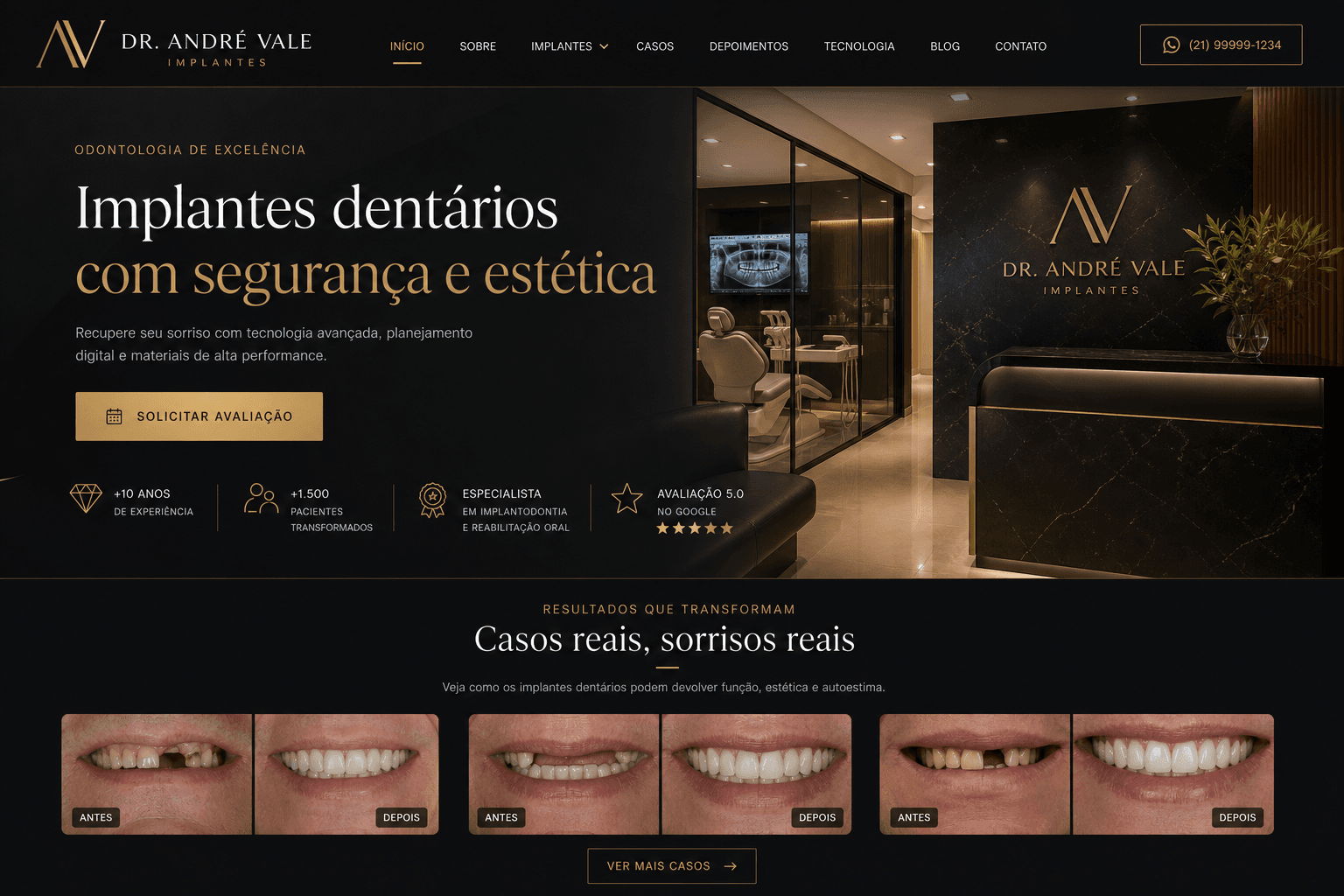 Preview do site Implantes