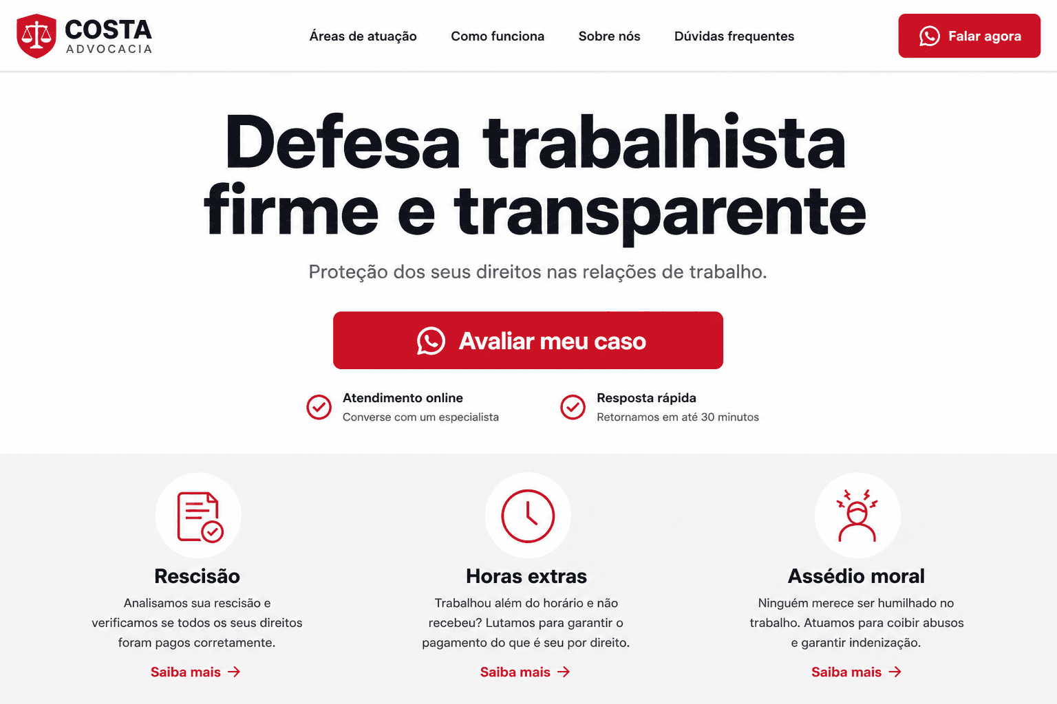 Preview do site Costa Advocacia