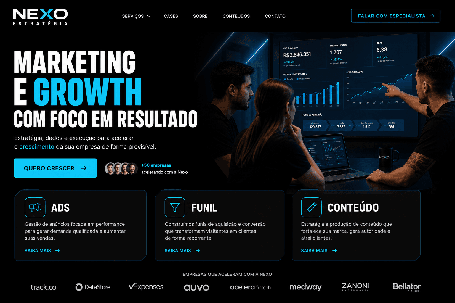 Preview do site Marketing e growth