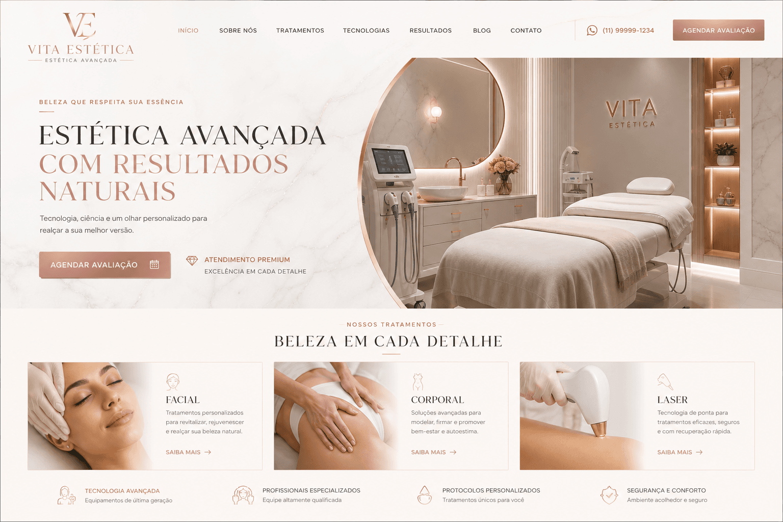Preview do site Clínica de estética